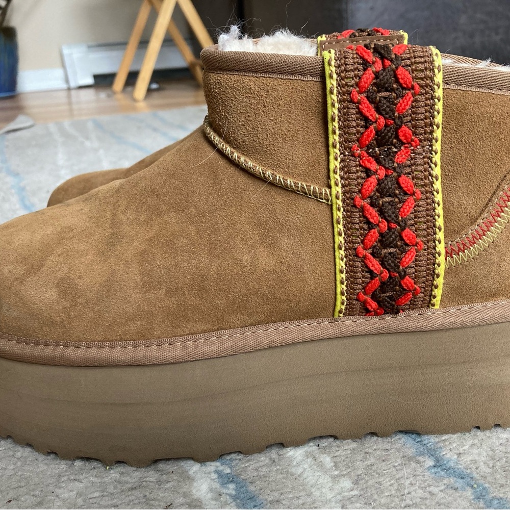 Ugg brown suede platform booties
